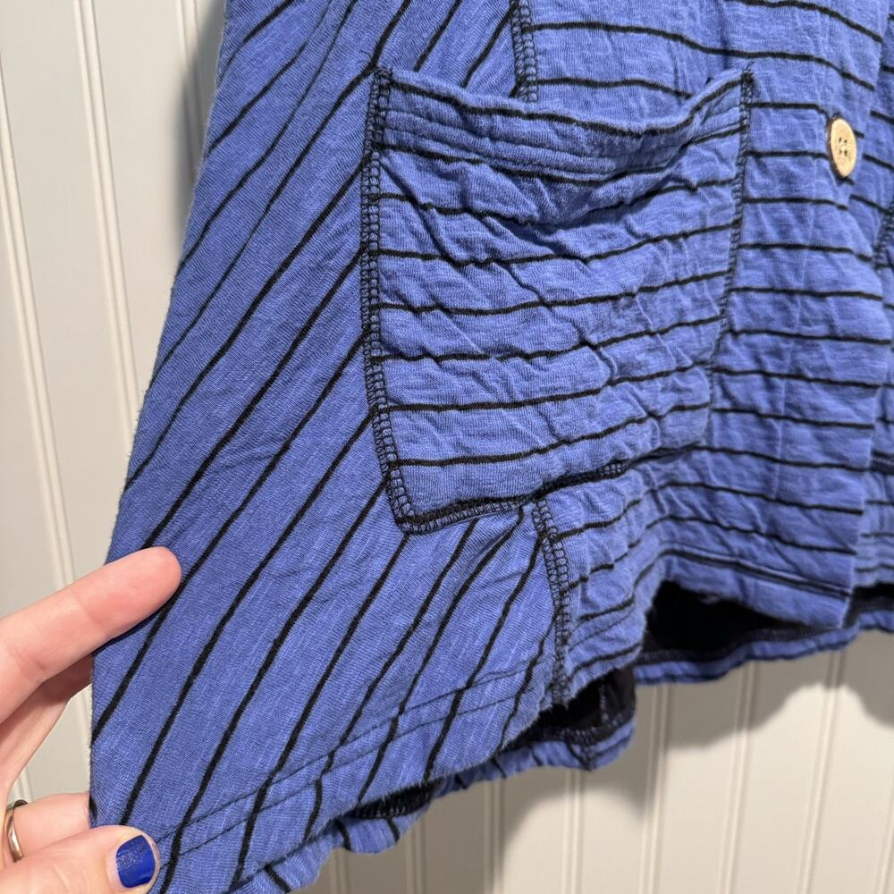 Escape Habitat Blue Striped Cotton Hooded Jacket Size Medium - Picture 2 of 6